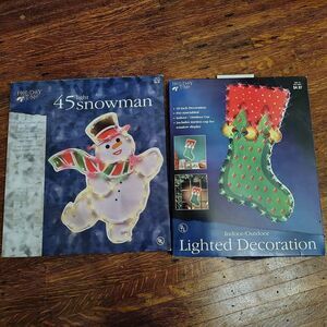 Retro Snowman & Stocking Holiday Time Window Lights Indoor/Outdoor